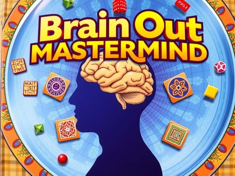 Brain Out Puzzle Mastermind Game Cover showing traditional Indian puzzle elements like kolam, math puzzles, and logical reasoning challenges